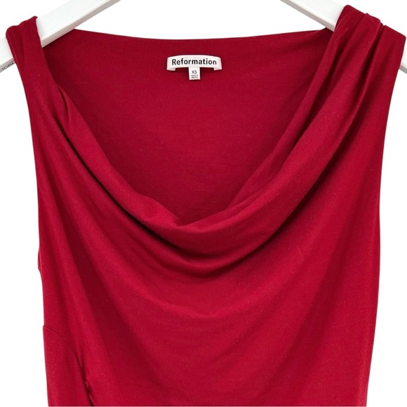 Reformation Darla Knit Top - Red Cowl Neckline Sleeveless Top sz XS - Picture 4 of 8
